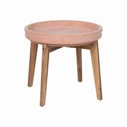 Wholesale 🧨 Australia Only - Marquee Terracotta Ceramic Side Table With Timber Legs ❤️