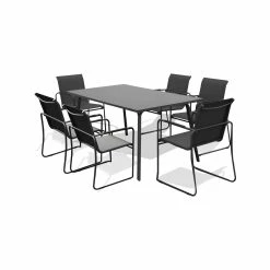 New 😀 Australia Sale - Marquee 7 Piece Largo Dining Setting Charcoal 🔥