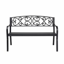 Flash Sale 😍 Australia Sale - Marquee 1.2m Black Steel And Cast Iron Mimosa Ornate Bench 😉